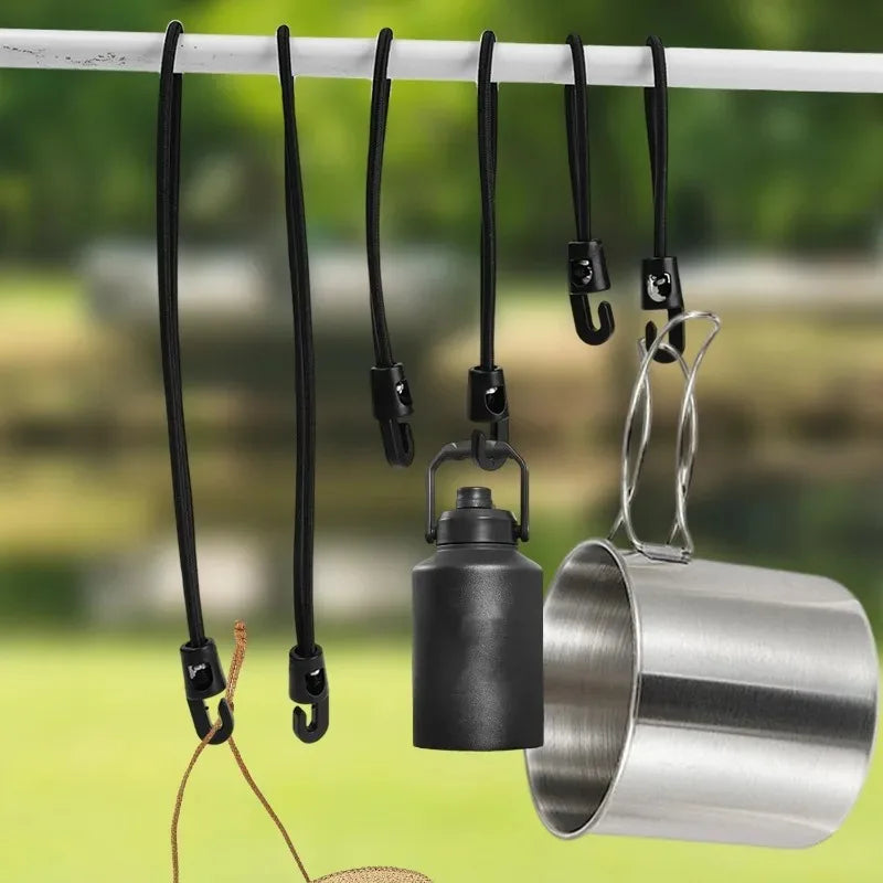10/50/100Pcs Bungee Cord with Hooks High Elasticity Expander with Hooks Rubber Tensioner with Hooks for Camping Tarpaulin