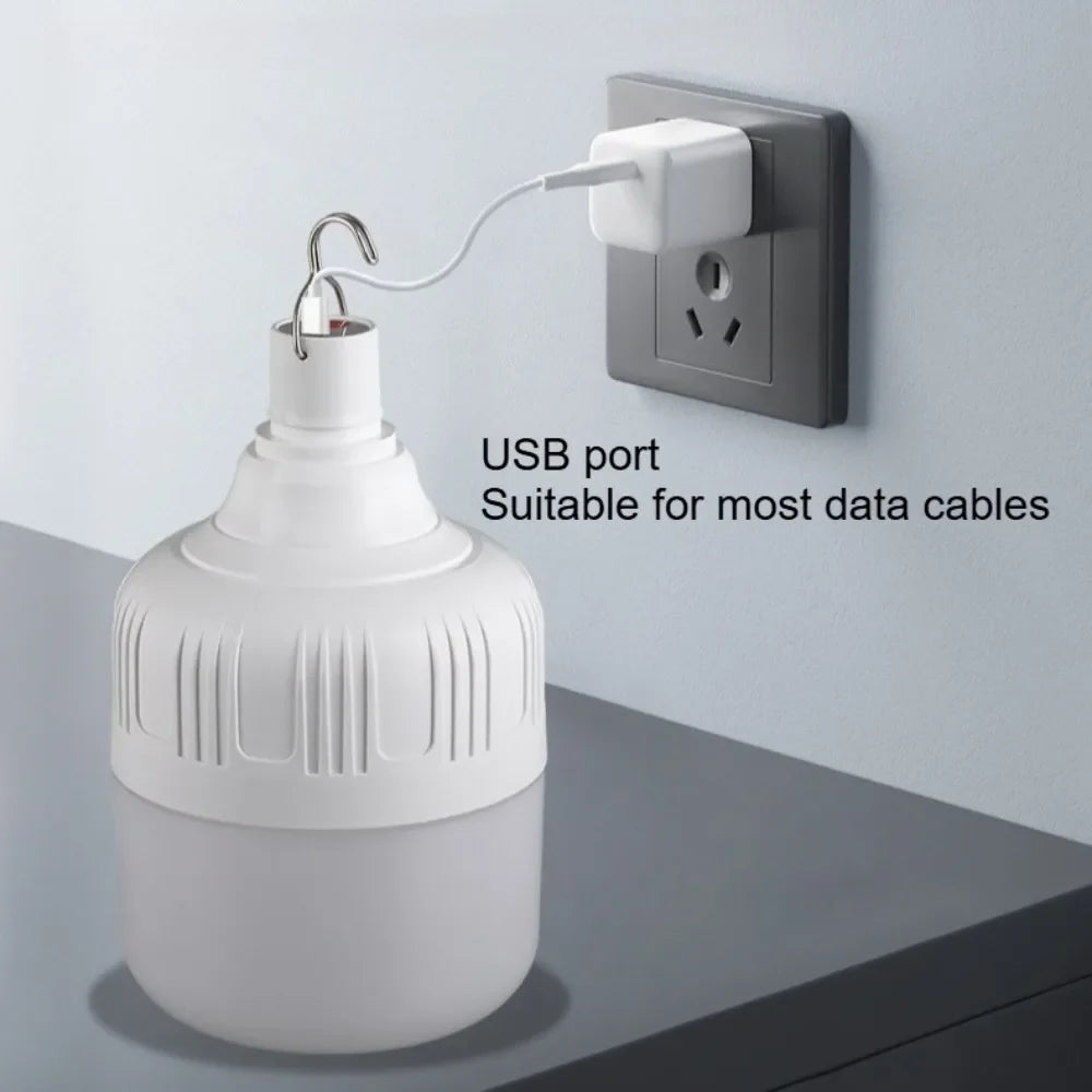 Portable Outdoor BBQ Camping Lights USB Rechargeable lamp LED Emergency Bulb Hook High Power Tents Lantern Night Lights Bulb