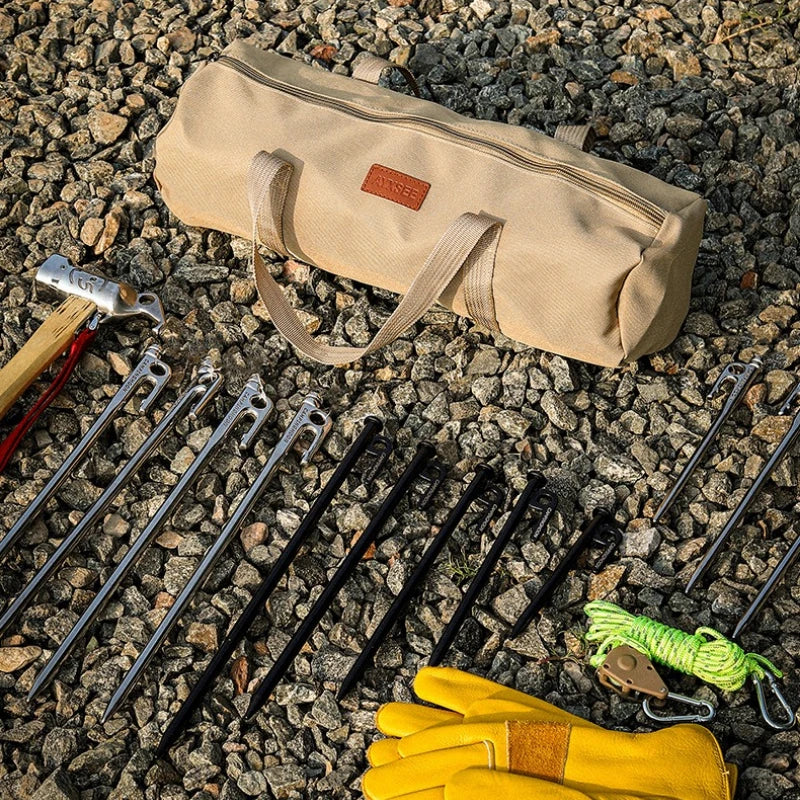 Outdoor Ground Nail Bag Camping Tent Pegs Bag Cylindrical Stake Storage Backpack Portable Miscellaneous Bag Storage Box Toolkit