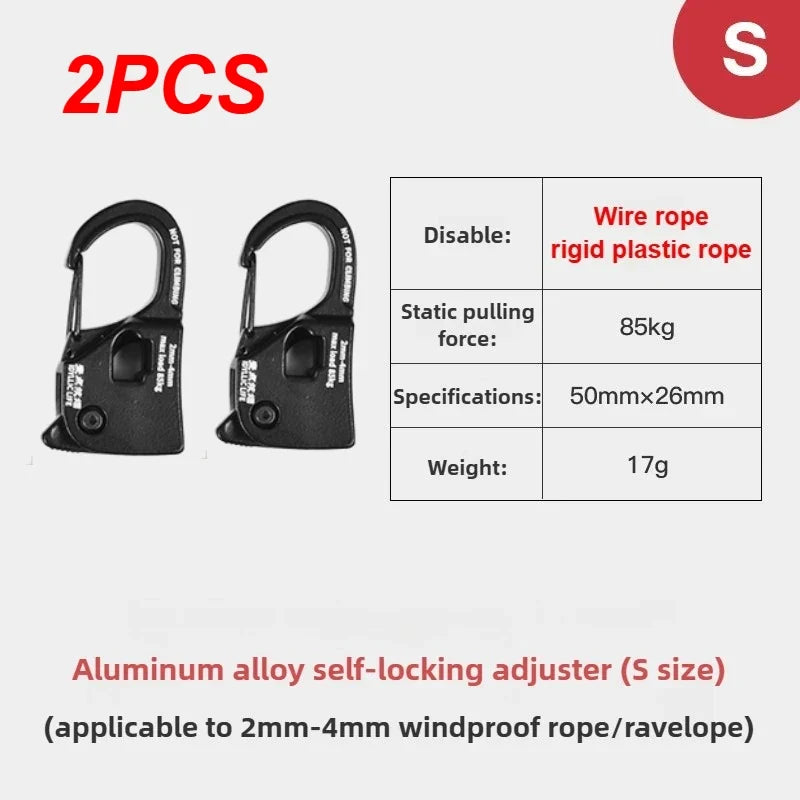 Aluminum Alloy Tent Rope Tensioner Rustproof Strong Load-Bearing Quick Fix Buckle Cord Adjuster for Camping Tent Accessories