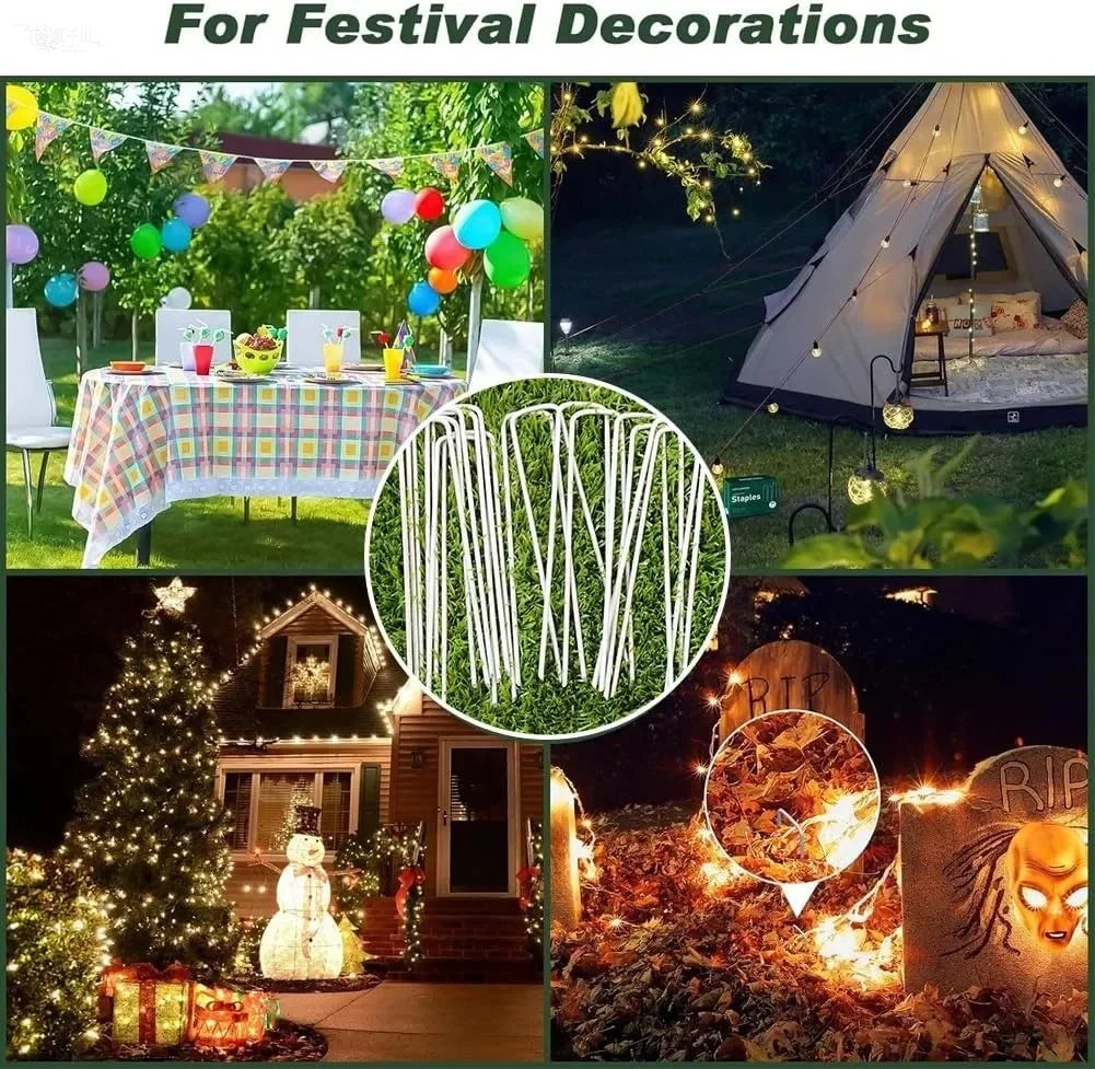 Garden Stakes Galvanized Landscape Staples,U-Type Turf Staples for Artificial Grass, Rust Proof Sod Pins Stakes Tent Peg Nails
