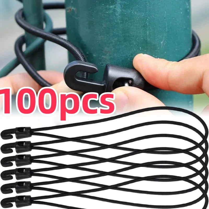 10/50/100Pcs Bungee Cord with Hooks High Elasticity Expander with Hooks Rubber Tensioner with Hooks for Camping Tarpaulin